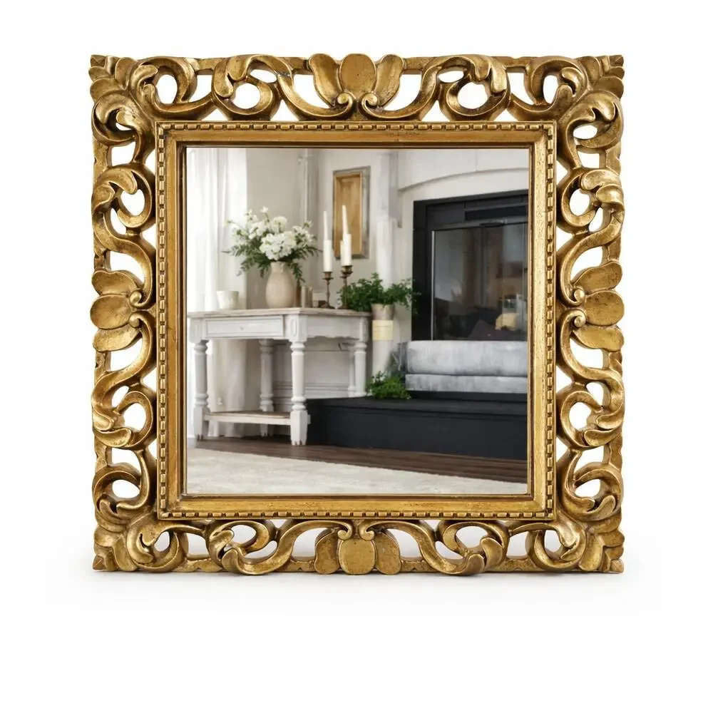 Vintage Ornate Gold Mirror Hollywood Regency Baroque Vanity Heavy Decor